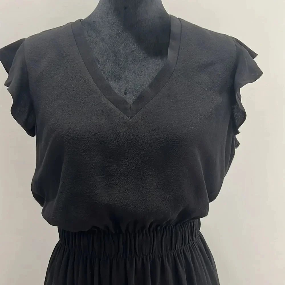 KATE SPADE New York Frill in Black Flutter Sleeve Fluid Crepe Dress size 10